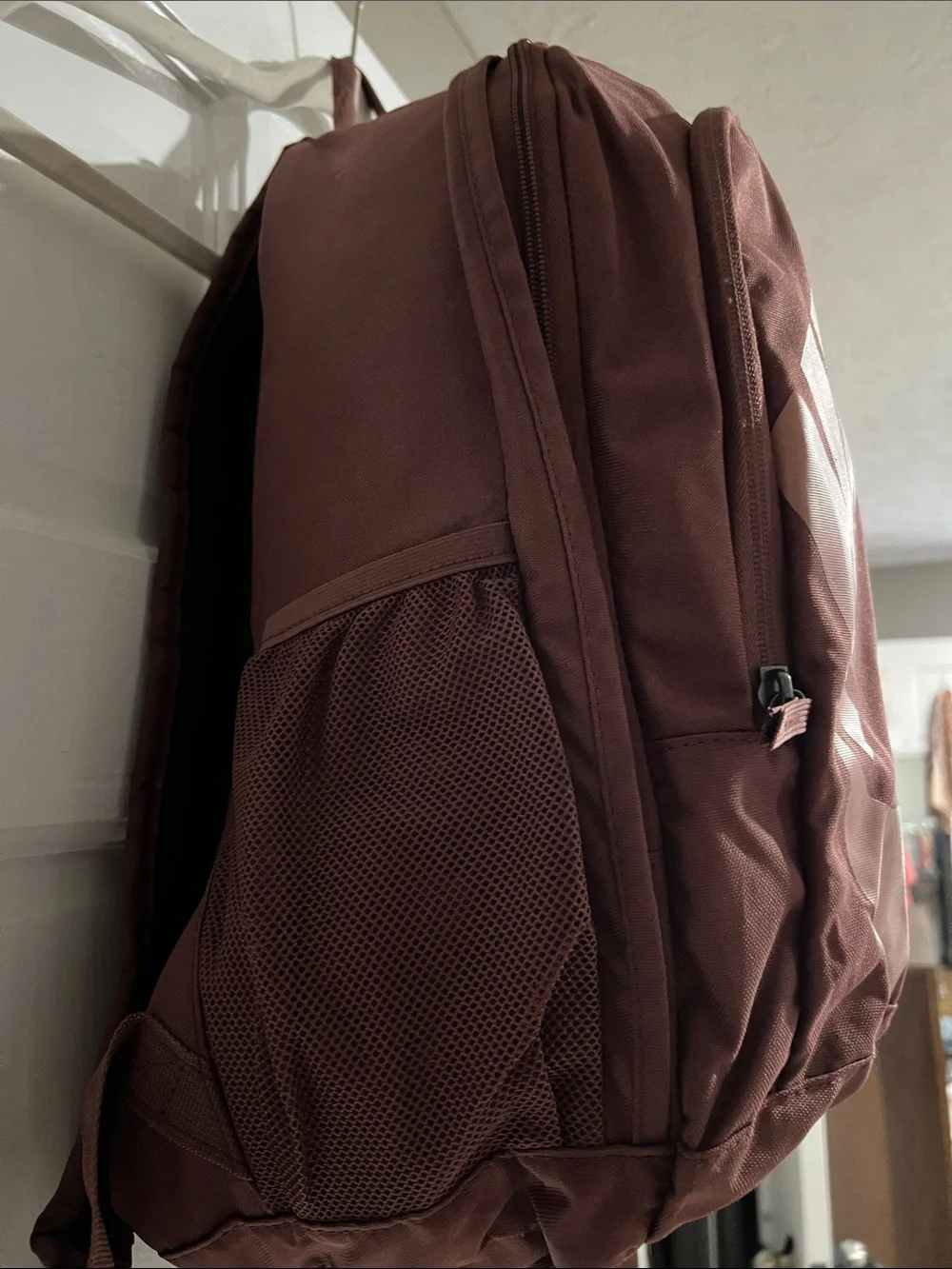 Nike Maroon Backpack with Pink Logo Accent